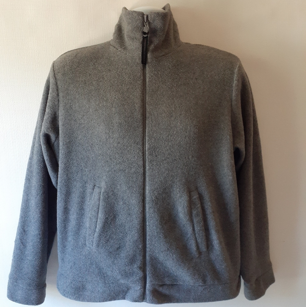 Express boys gray full zip 75% polyester fleece size L